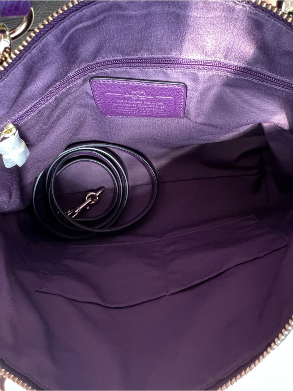 COACH Purple Pebble Leather Shoulder/Crossbody Purse w Gold Hardware AUTHENTIC - Picture 11 of 14